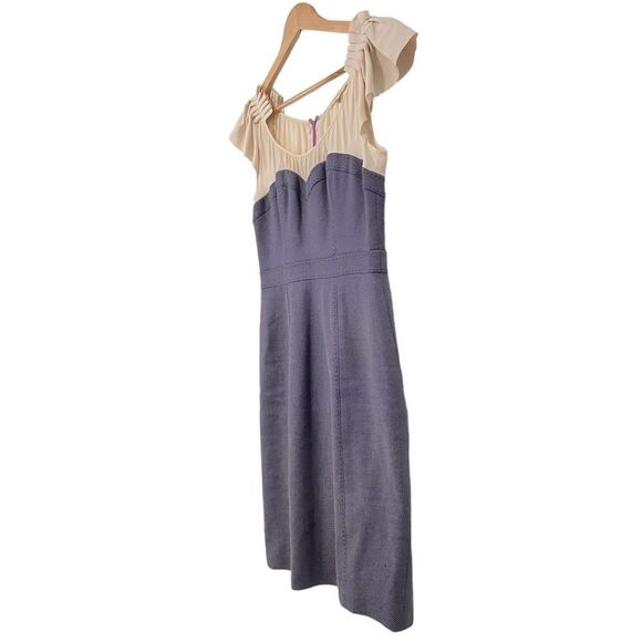 Rebecca Taylor Sweetheart Neck Silk Top Blue Midi Dress 4 - Picture 3 of 11